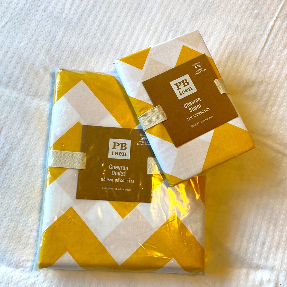 Pottery Barn Teen Full/Queen Duvet + Sham NWT - Picture 4 of 4